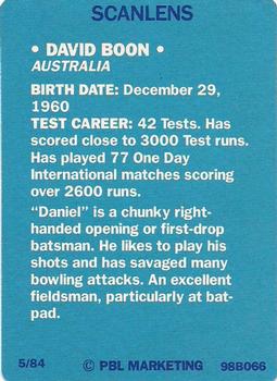 1989-90 Scanlens Stimorol Cricket #5 David Boon Back