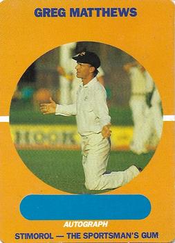 1989-90 Scanlens Stimorol Cricket #19 Greg Matthews Front