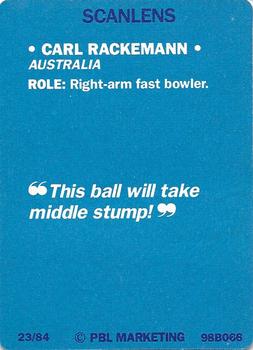 1989-90 Scanlens Stimorol Cricket #23 Carl Rackemann Back