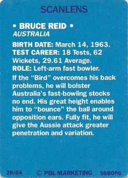 1989-90 Scanlens Stimorol Cricket #26 Bruce Reid Back