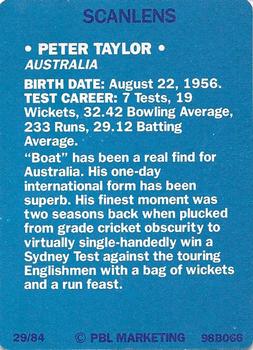 1989-90 Scanlens Stimorol Cricket #29 Peter Taylor Back
