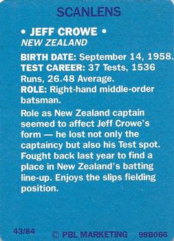1989-90 Scanlens Stimorol Cricket #43 Jeff Crowe Back