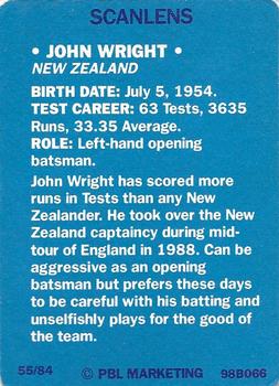1989-90 Scanlens Stimorol Cricket #55 John Wright Back