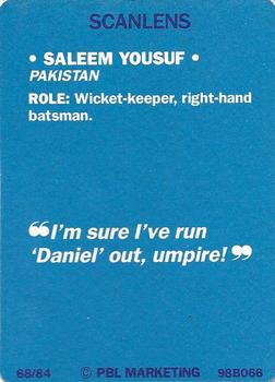 1989-90 Scanlens Stimorol Cricket #68 Saleem Yousuf Back
