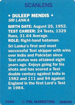 1989-90 Scanlens Stimorol Cricket #75 Duleep Mendis Back