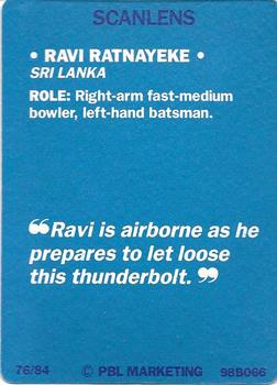 1989-90 Scanlens Stimorol Cricket #76 Ravi Ratnayeke Back