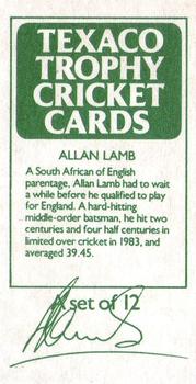 1984 Texaco Trophy Cricket #NNO Allan Lamb Back