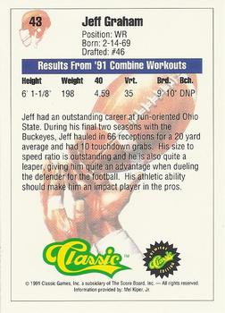 1991 Classic #43 Jeff Graham Back