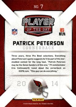 2014 Panini Player of the Day #7 Patrick Peterson Back