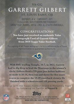 2014 Topps Valor - Autographs #VA-GG Garrett Gilbert Back