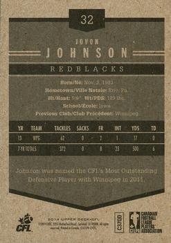 2014 Upper Deck CFL - O-Pee-Chee #32 Jovon Johnson Back