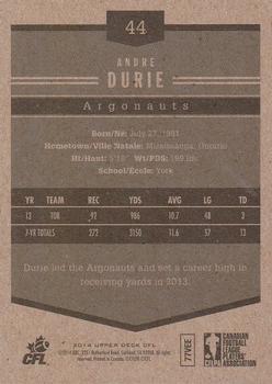 2014 Upper Deck CFL - O-Pee-Chee #44 Andre Durie Back