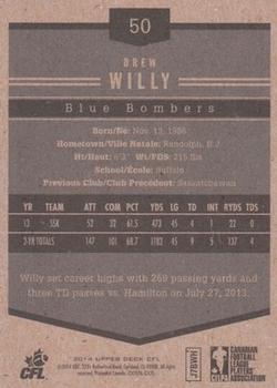 2014 Upper Deck CFL - O-Pee-Chee #50 Drew Willy Back