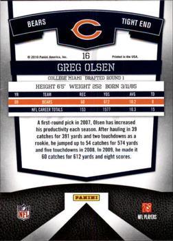 2010 Donruss Elite #16 Greg Olsen Back