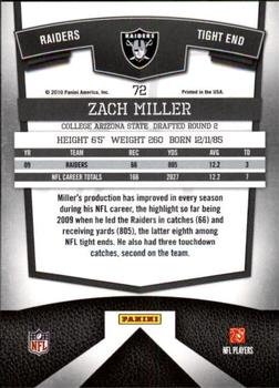 2010 Donruss Elite #72 Zach Miller Back