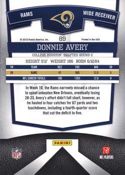 2010 Donruss Elite #89 Donnie Avery Back