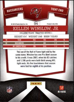 2010 Donruss Elite #94 Kellen Winslow, Jr. Back