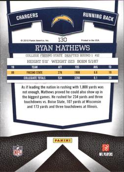 2010 Donruss Elite #130 Ryan Mathews Back