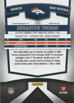 2010 Donruss Elite #132 Demaryius Thomas Back