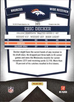 2010 Donruss Elite #145 Eric Decker Back