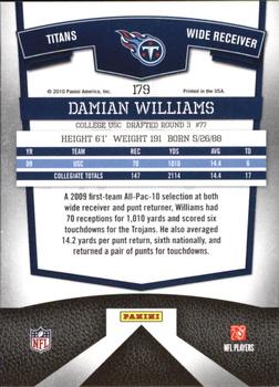 2010 Donruss Elite #179 Damian Williams Back