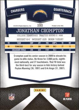 2010 Donruss Elite #188 Jonathan Crompton Back