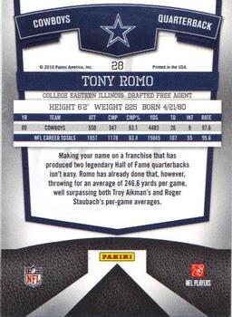 2010 Donruss Elite #28 Tony Romo Back
