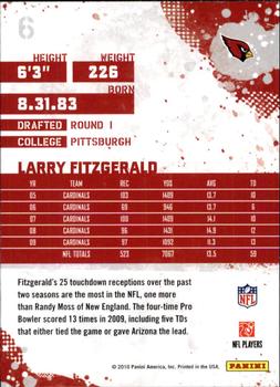 2010 Score #6 Larry Fitzgerald Back