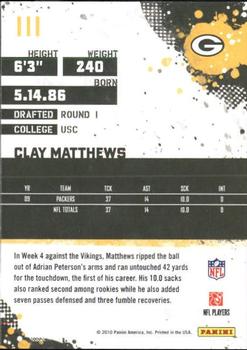 2010 Score #111 Clay Matthews Back