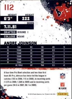 2010 Score #112 Andre Johnson Back