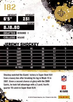 2010 Score #182 Jeremy Shockey Back