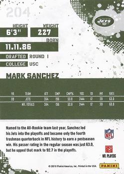 2010 Score #204 Mark Sanchez Back