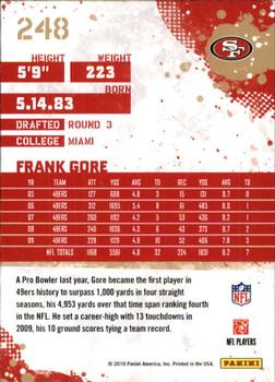 2010 Score #248 Frank Gore Back