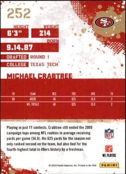 2010 Score #252 Michael Crabtree Back