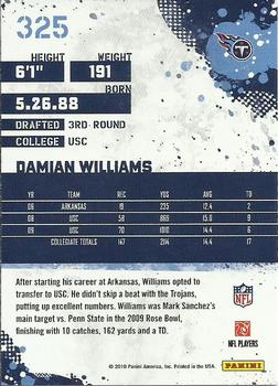 2010 Score #325 Damian Williams Back
