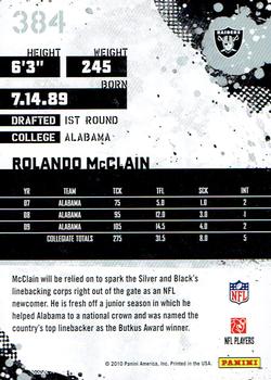 2010 Score #384 Rolando McClain Back