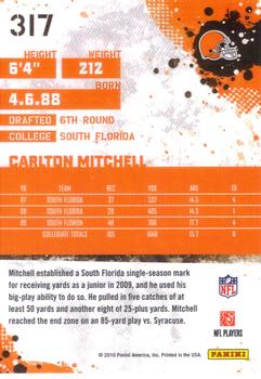 2010 Score #317 Carlton Mitchell Back
