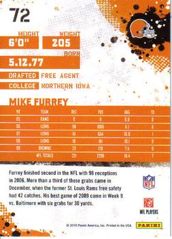 2010 Score #72 Mike Furrey Back