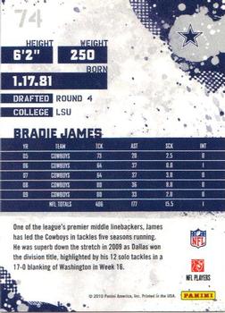 2010 Score #74 Bradie James Back
