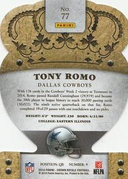 2014 Panini Crown Royale #77 Tony Romo Back