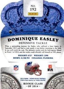 2014 Panini Crown Royale #192 Dominique Easley Back