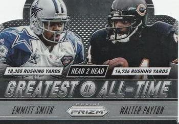 2014 Panini Prizm - Head 2 Head Greatest of All-Time #GOAT1 Emmitt Smith / Walter Payton Front