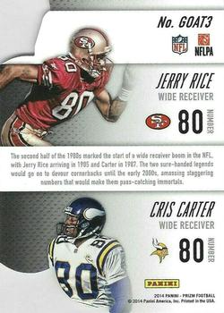 2014 Panini Prizm - Head 2 Head Greatest of All-Time #GOAT3 Cris Carter / Jerry Rice Back