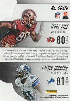 2014 Panini Prizm - Head 2 Head Greatest of All-Time #GOAT6 Calvin Johnson / Jerry Rice Back