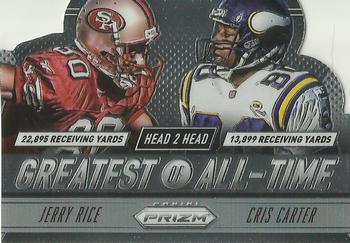 2014 Panini Prizm - Head 2 Head Greatest of All-Time Prizms #GOAT3 Cris Carter / Jerry Rice Front
