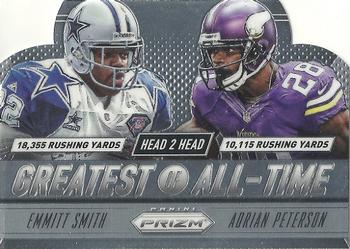 2014 Panini Prizm - Head 2 Head Greatest of All-Time Prizms #GOAT4 Adrian Peterson / Emmitt Smith Front