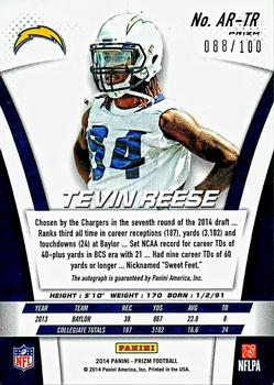 2014 Panini Prizm - Autographed Rookies Prizms Pink #AR-TR Tevin Reese Back