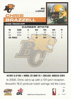 2003 Pacific  CFL #2 Chris Brazzell Back