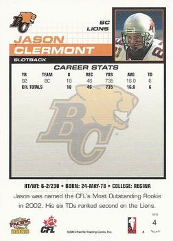 2003 Pacific  CFL #4 Jason Clermont Back
