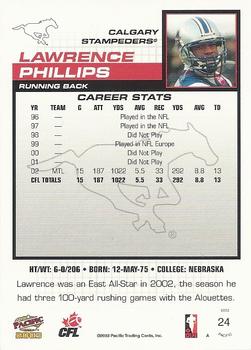 2003 Pacific  CFL #24 Lawrence Phillips Back
